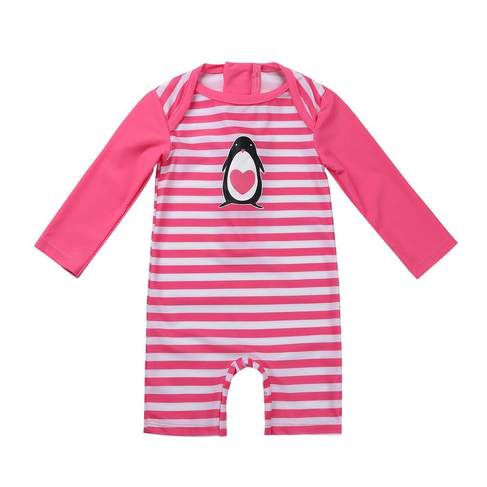 Alvivi Baby Toddler Girls Zipper Rash Guard Swimsuit with UPF 50+ Sun Protection One Piece Beach Swimwear Bathing Suit Hot Pink 2-3
