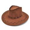 Unisex Children Suede Fabric Western Cowboy Hat Travel Cap Sun Hat With Strap For Boys Girls Brown view 1