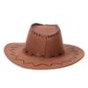 Unisex Children Suede Fabric Western Cowboy Hat Travel Cap Sun Hat With Strap For Boys Girls Brown view 2