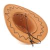 Unisex Children Suede Fabric Western Cowboy Hat Travel Cap Sun Hat With Strap For Boys Girls Brown view 3