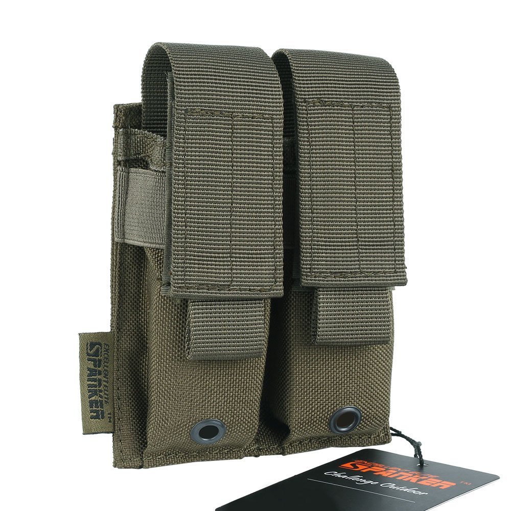 EXCELLENT ELITE SPANKER Molle Single/Double Pistol Mag Pouch Tactical Magazine Pouch Tool Organizer Holder (Double Ranger Green)