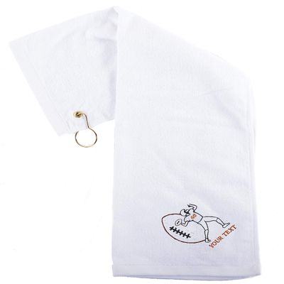 Custom Embroidered Football Towels, Wholesale Football Cooling Towels - Quaterback - 10PK White CE6900Football S3