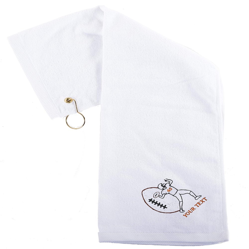Custom Embroidered Football Towels, Wholesale Football Cooling Towels - Quaterback - 10PK White CE6900Football S3