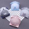 Unisex Children Cotton Mesh Baseball Cap Sun Cap Adjustable Sports Hat Bear Embroidery Dome Cap With Ears For Boys Girls Grey view 3