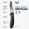 Benchmade - Griptilian Outdoor EDC Knife, Sheepsfoot Blade with Black Grivory Handle (550-S30V) view 2