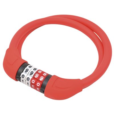 J&C Small Variable Dial Wire Lock JC-059W R Red Length: 23.6 inches (600 mm) Wire Diameter: 0.4 inches (10 mm)