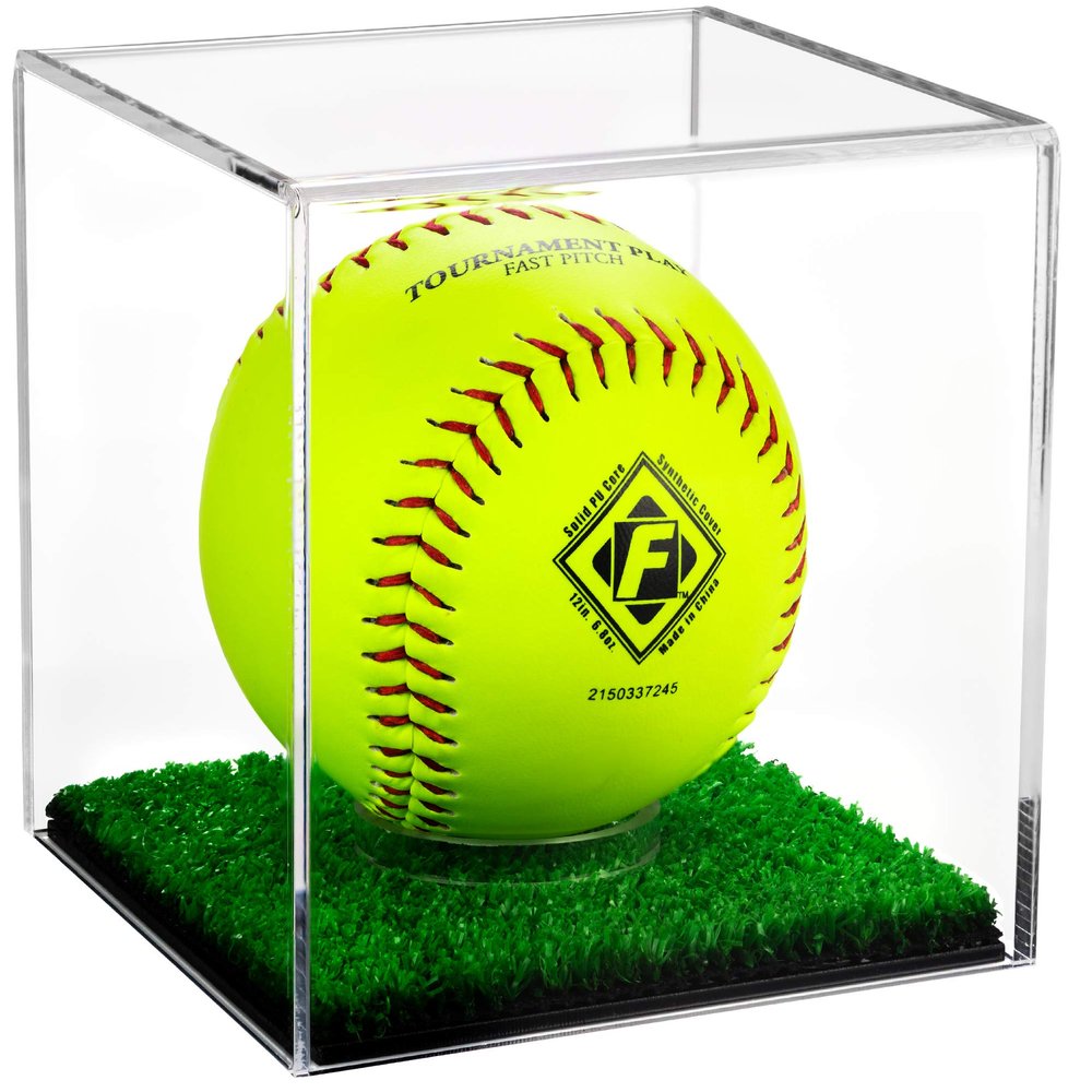 Better Display Cases Clear Acrylic Softball Display Case with Turf Base (A081-CTB)