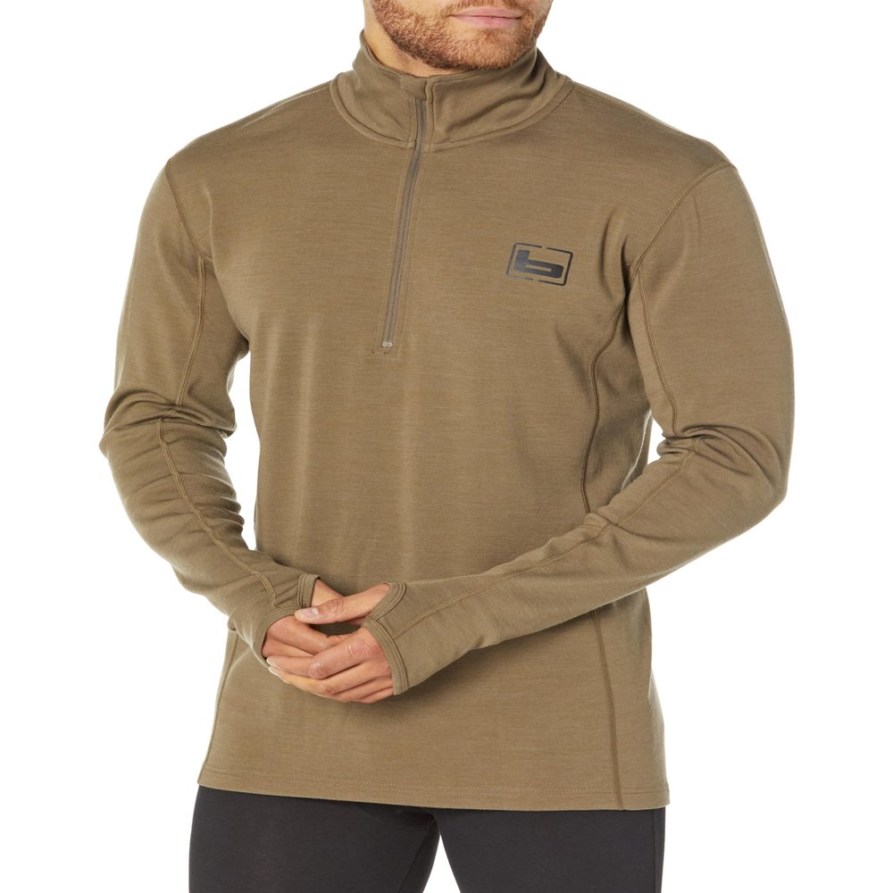 Base Wool 1/4 Zip Pullover-180 Gram-Lt. Chocolate-2XL