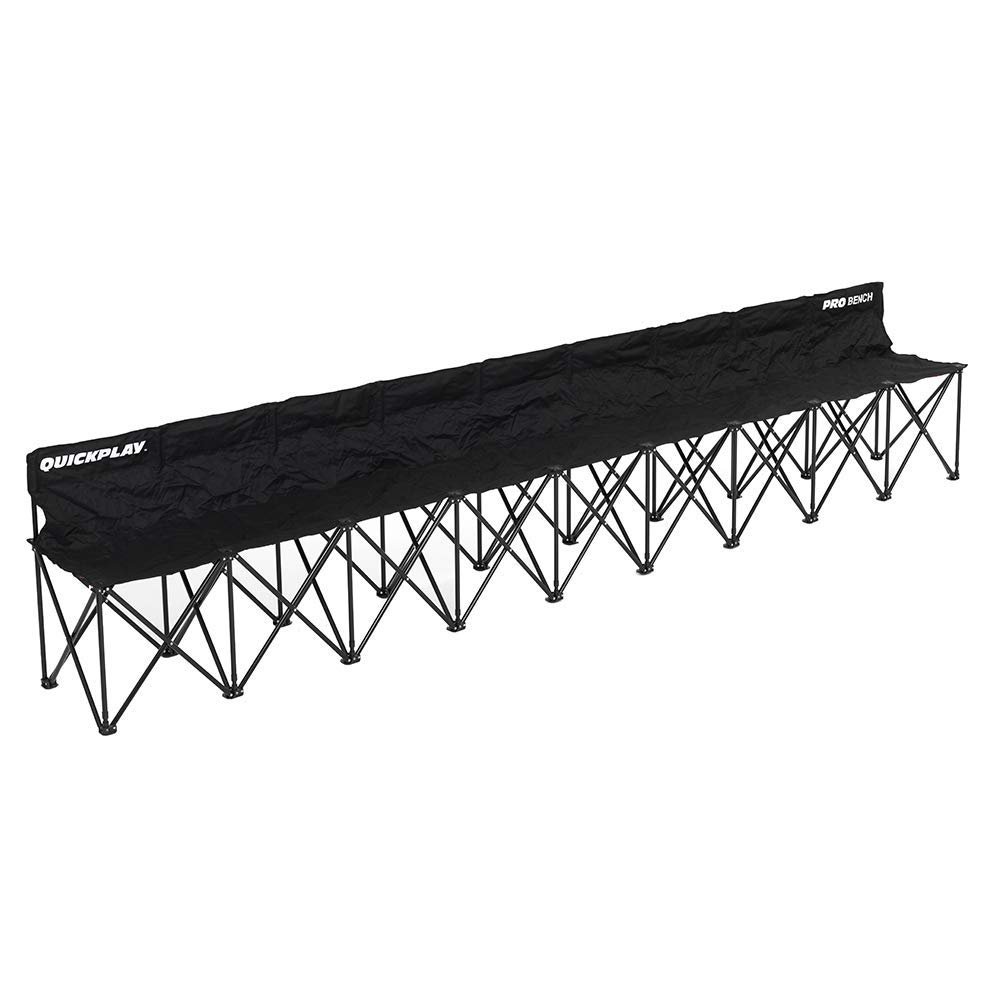 QUICKPLAY PRO Portable Folding Bench  Available in 4, 6, and 9 Seats & 6-Seat Shelter | Heavy-Duty, Fast Set-Up Seating for Sports, Camping, and Outdoor Activities