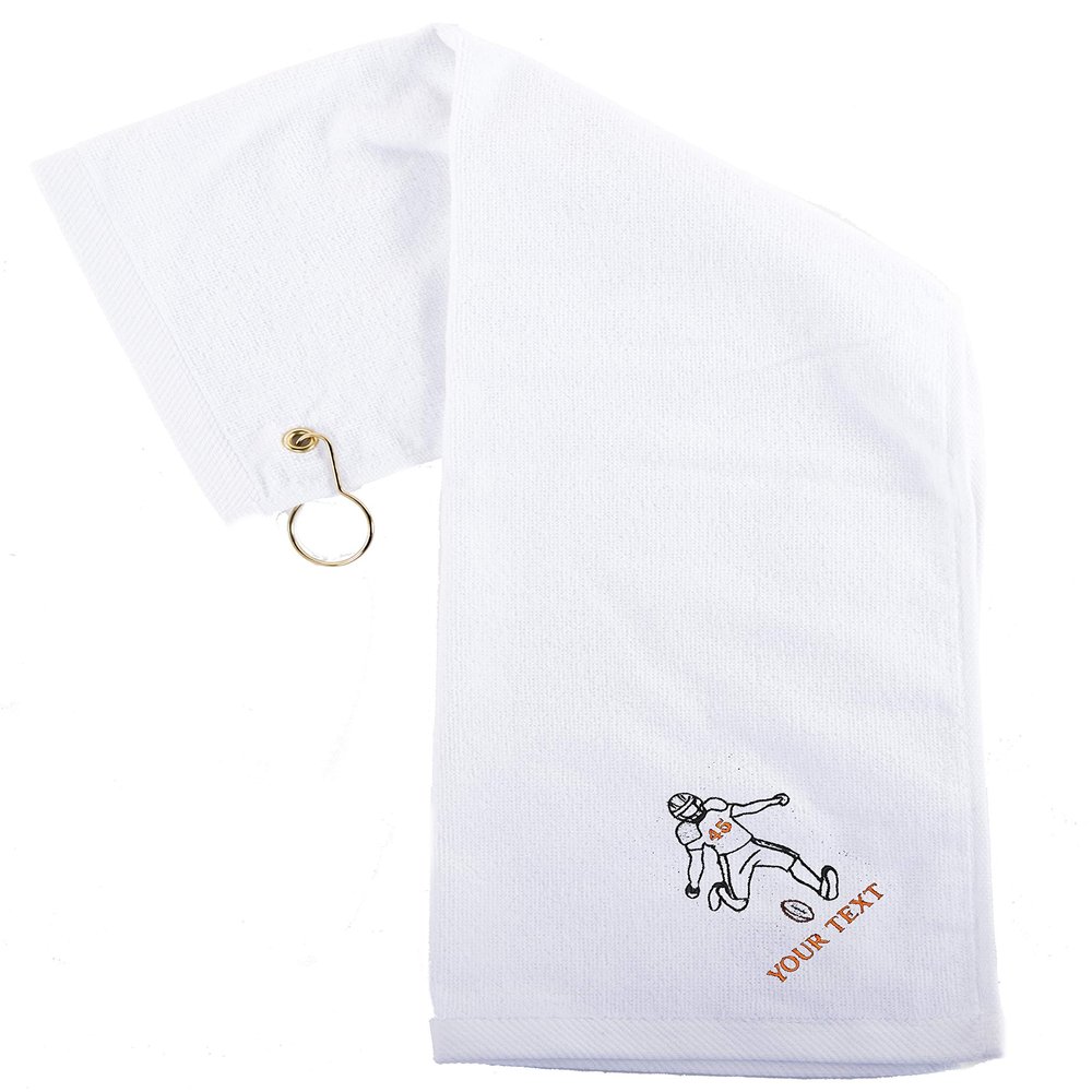 Mato & Hash Custom Embroidered Football Towels, Wholesale Football Cooling Towels - Kicker - 10PK White CE6900Football S6
