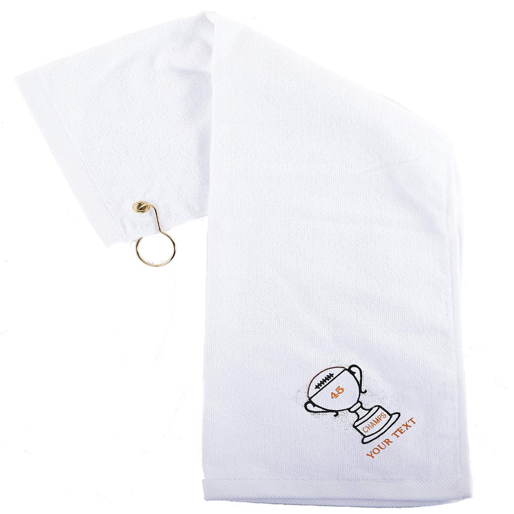 Mato & Hash Custom Embroidered Football Towels, Wholesale Football Cooling Towels - Trophy - 10PK White CE6900Football S4