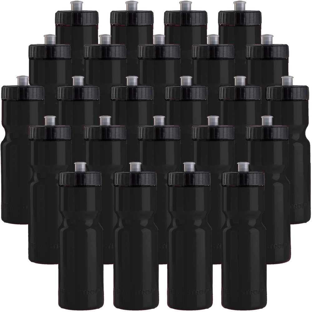 50 Strong Bulk Water Bottles 24-Pack 22 oz BPA-Free Sports Bottles with Easy-Open Pull Top Cap Made in USA Reusable & Top Rack Dishwasher Safe Brand