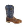Smoky Mens 9D Navy Blue Distress Brown Leather Western Square Toe Cowboy Boots view 1