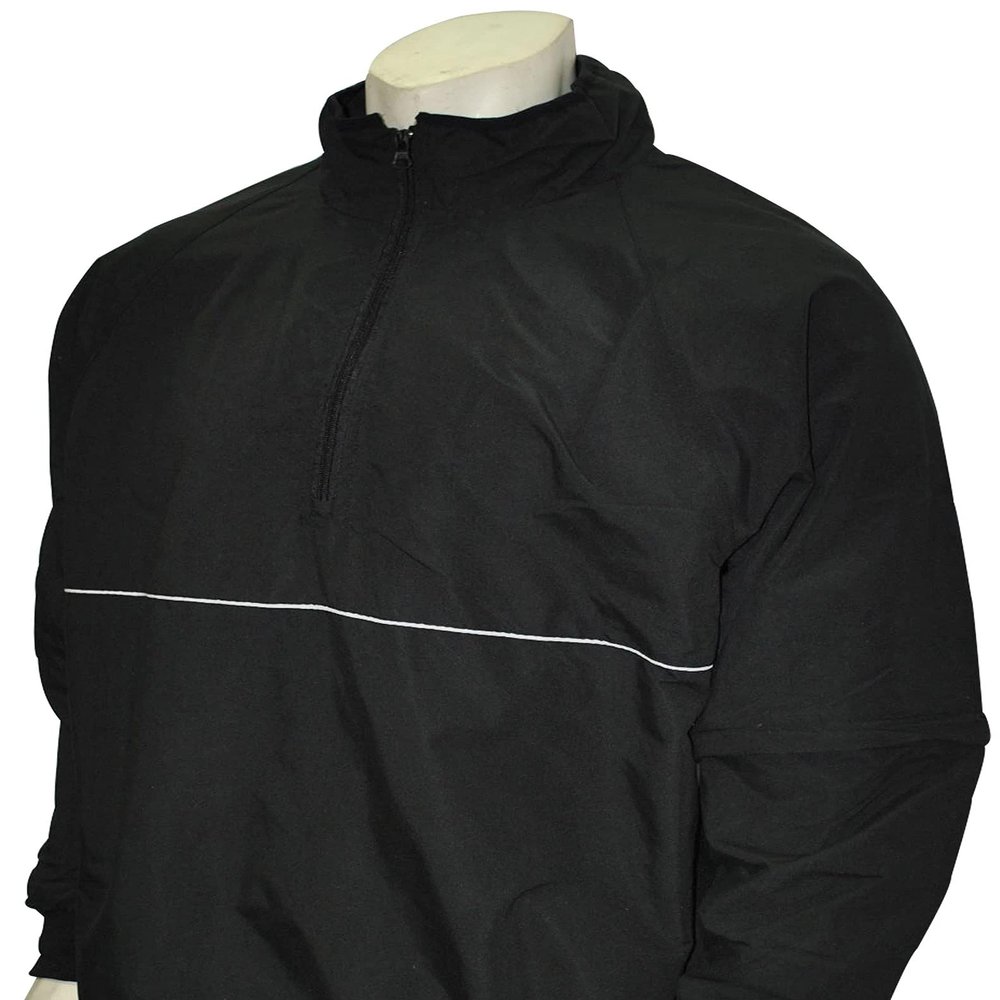 Smitty | BBS-323 | Convertible Half-Sleeve Baseball Softball Umpire Jacket | Baseball Official's Choice! (Black w/Black, White Trim, Medium)