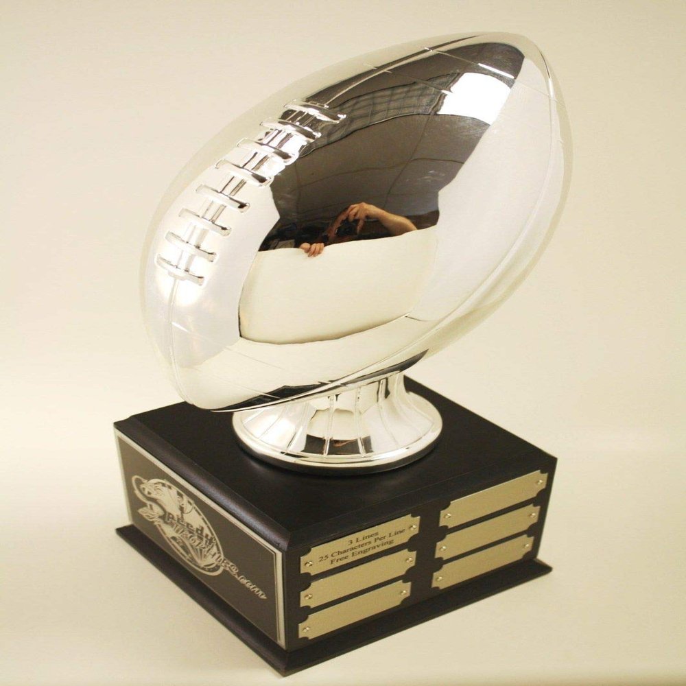 Shiny Silver Fantasy Football Trophy 12 Year Perpetual- Free Engraving