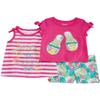 Toddler Girls Pink Ready for Summer Outfit Sandal T-Shirt Floral Shorts & Dress view 1