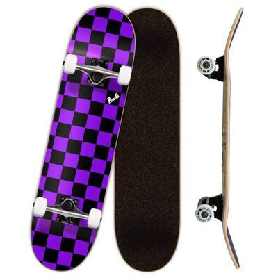 Yocaher Professional Complete 7.75" Skateboard w/7Ply Maple Deck, BlackWidow Premium Grip Tape, Aluminum Alloy Truck, ABEC-9 Bearing (Complete - 7.75 - Checker Purple)