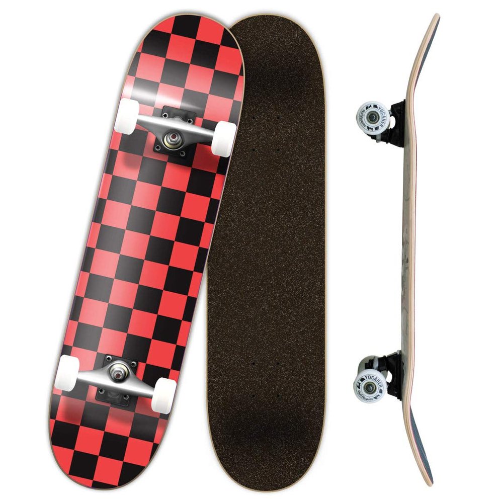 Yocaher Professional Complete 7.75" Skateboard w/7Ply Maple Deck, BlackWidow Premium Grip Tape, Aluminum Alloy Truck, ABEC-9 Bearing (Complete - 7.75 - Checker Orange)
