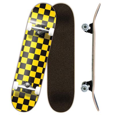 Yocaher Professional Complete 7.75" Skateboard w/7Ply Maple Deck, BlackWidow Premium Grip Tape, Aluminum Alloy Truck, ABEC-9 Bearing (Complete - 7.75 - Checker Yellow)
