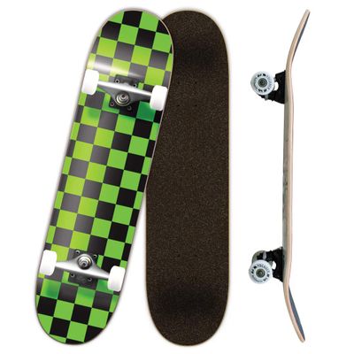Yocaher Professional Complete 7.75" Skateboard w/7Ply Maple Deck, BlackWidow Premium Grip Tape, Aluminum Alloy Truck, ABEC-9 Bearing (Complete - 7.75 - Checker Green)