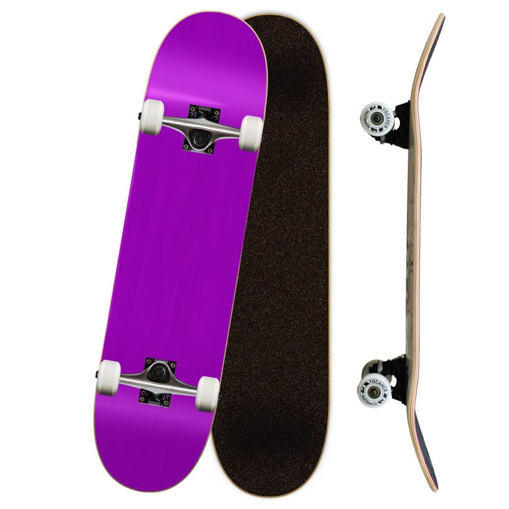 Yocaher Professional Complete 7.75" Skateboard w/7Ply Maple Deck, BlackWidow Premium Grip Tape, Aluminum Alloy Truck, ABEC-9 Bearing (Complete - 7.75 - Purple)