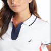 Nautica Women's Toggle Accent Short Sleeve Soft Stretch Cotton Polo Shirt Shirt, Bright White, X-Large view 2