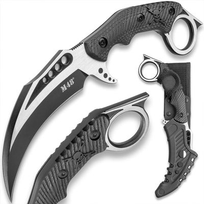 M48 Liberator Falcon Karambit Knife | Vortec Belt Sheath | Cast Stainless Steel Blade | Black Oxide Coating | Injection Molded Nylon Handle | Open Ring Pommel | Necessity for Mission Gear | Overall 10