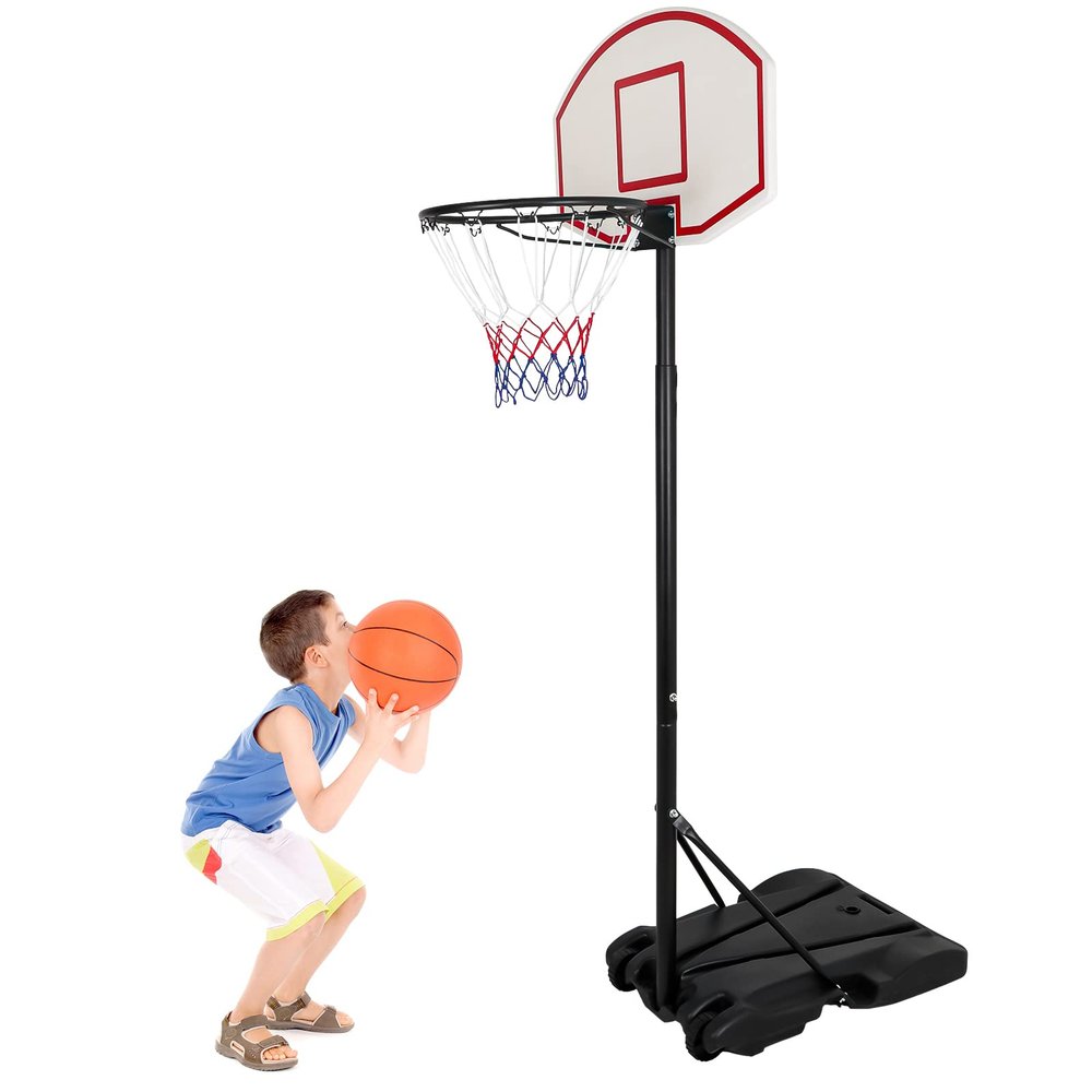 ZENY Portable Basketball Hoop Outdoor, Adjustable Basketball Goal 5.4-7Ft, Basket Ball Hoop for Kids, Youth, Driveway Backyard Hoop with PC Backboard