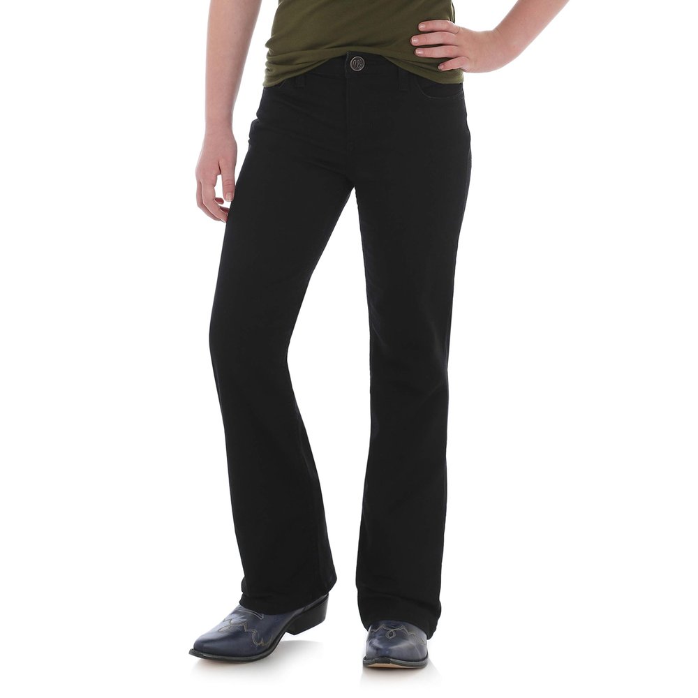 Wrangler Girls' Stretch Boot Cut Jean, Black, 12 Slim