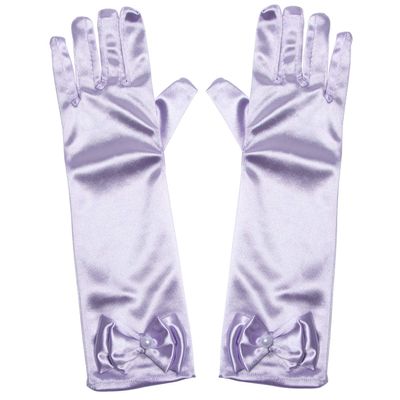 Joy Join Little Girls Princess Gloves(Solid Color Long Elbow Length) For Birthday,Wedding,Holiday,Costume Party(Light Purple)