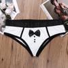 inlzdz Men's Sexy Tuxedo Briefs Sissy Pouch Short Panties with Bow Tie Waiter Costume Lingerie Underwear White Large view 2