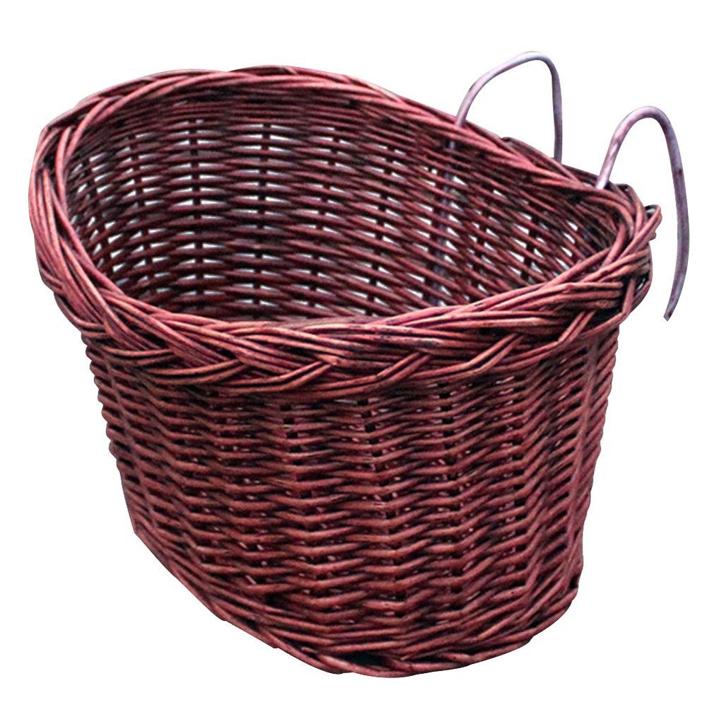 LIOOBO Detachable Bicycle Basket for Front Handlebar Wicker Bike Basket Handmade Natural Rattan Bike Storage Basket - Brown