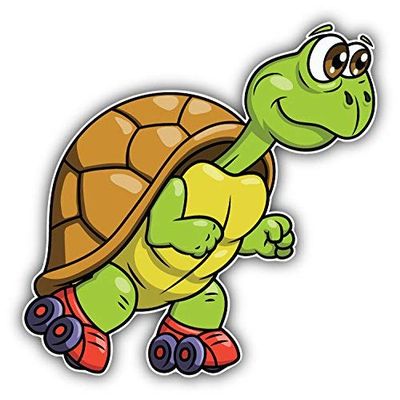 DG Graphics Funny Turtle On Roller Skates Art Decor 5'' x 5'' Vinyl Decal Sticker Wall Window Any Smooth Surface