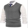 PJ PAUL JONES Slim Fit V-Neck Pullover Sweater Vest for Men Basic Solid XL Grey view 3