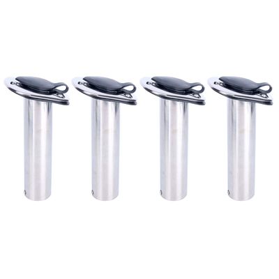 Amarine Made 4 Pack of Stainless Steel Rod Holders Rubber with Cap, Liner, Gasket (15 Degree Rod Holders)