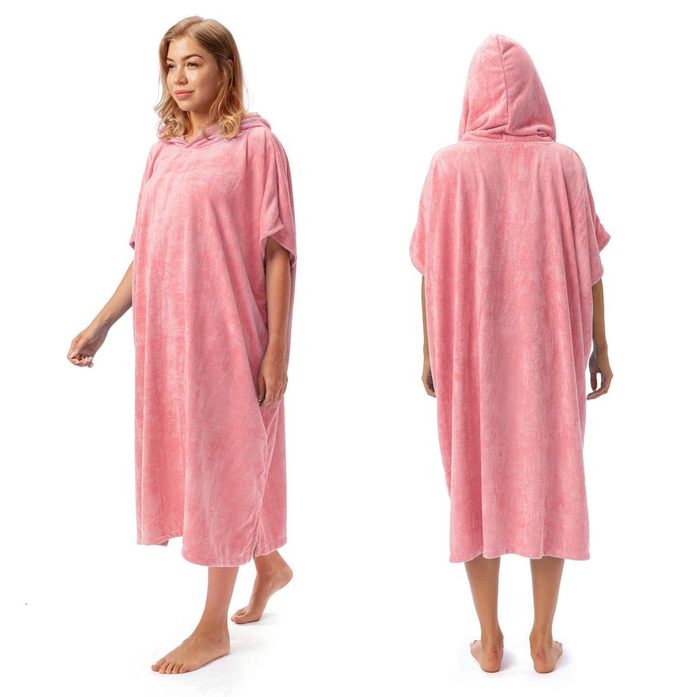 Catalonia Absorbent Surf Poncho Men Women, Quick Dry Towel Changing Poncho, Hooded Towel Poncho Adult, Changing Robe for Beach Surfing Swimming, Pink