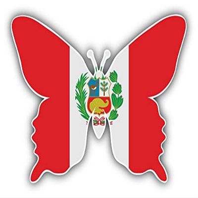 DG Graphics Peru Flag Butterfly Art Decor 5'' x 4'' Vinyl Decal Sticker Wall Window Any Smooth Surface