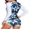 YATEEN Women's Long Sleeve Sun Protection Rash Guard Wetsuit Two Piece Swimsuit Set Navy Blue view 4