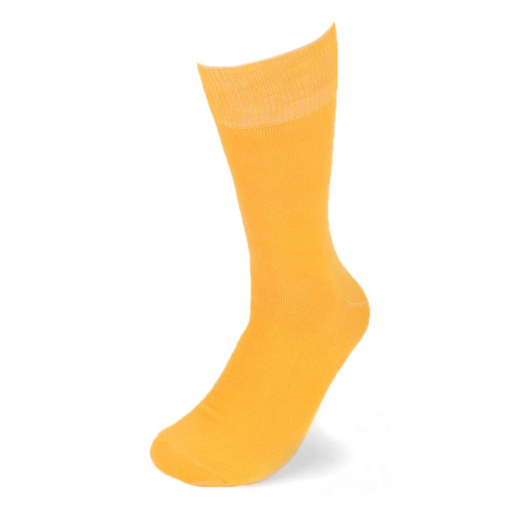 Feraricci Solid Color Polyester Socks for Men, Casual and Formal Attire Mid Rise Mens Crew Socks - Gold