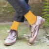 Feraricci Solid Color Polyester Socks for Men, Casual and Formal Attire Mid Rise Mens Crew Socks - Gold view 3