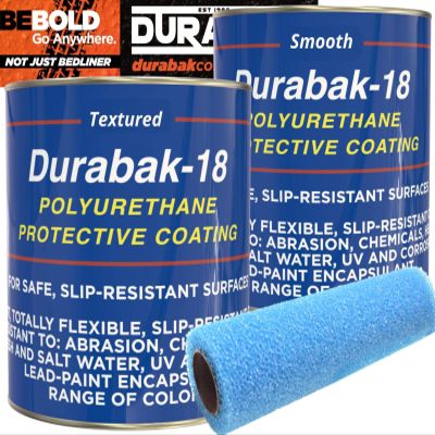 Durabak-18 Non-Skid Boat Deck Paint - Trusted by the US Navy - Non-Slip Marine Liner DIY Floor Paint Coating for Boats - One-Part Application (Light Gray, 2 Gallons - 120sq.ft)