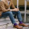 Feraricci Solid Color Polyester Socks for Men, Casual and Formal Attire Mid Rise Mens Crew Socks - Purple view 2