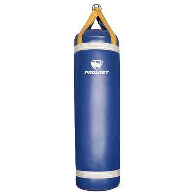 PROLAST 4 ft 80lb Heavy Boxing Punching Bag, Muay Thai, MMA, Strength Training Equipment, Hanging, Unfilled, with D-Ring, Rhino Logo, Blue/Yellow