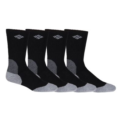 Columbia Men's 4 Pack Wool Crew Socks, Black, 6-12 US