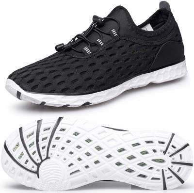 DOUSSPRT Men's Water Shoes Quick Drying Sports Aqua Shoes Black Size 13