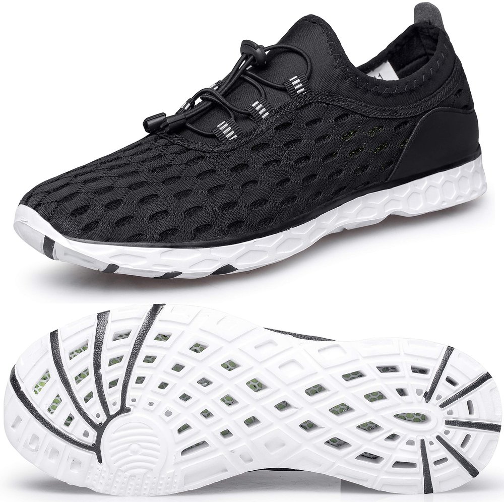 DOUSSPRT Men's Water Shoes Quick Drying Sports Aqua Shoes Black Size 13