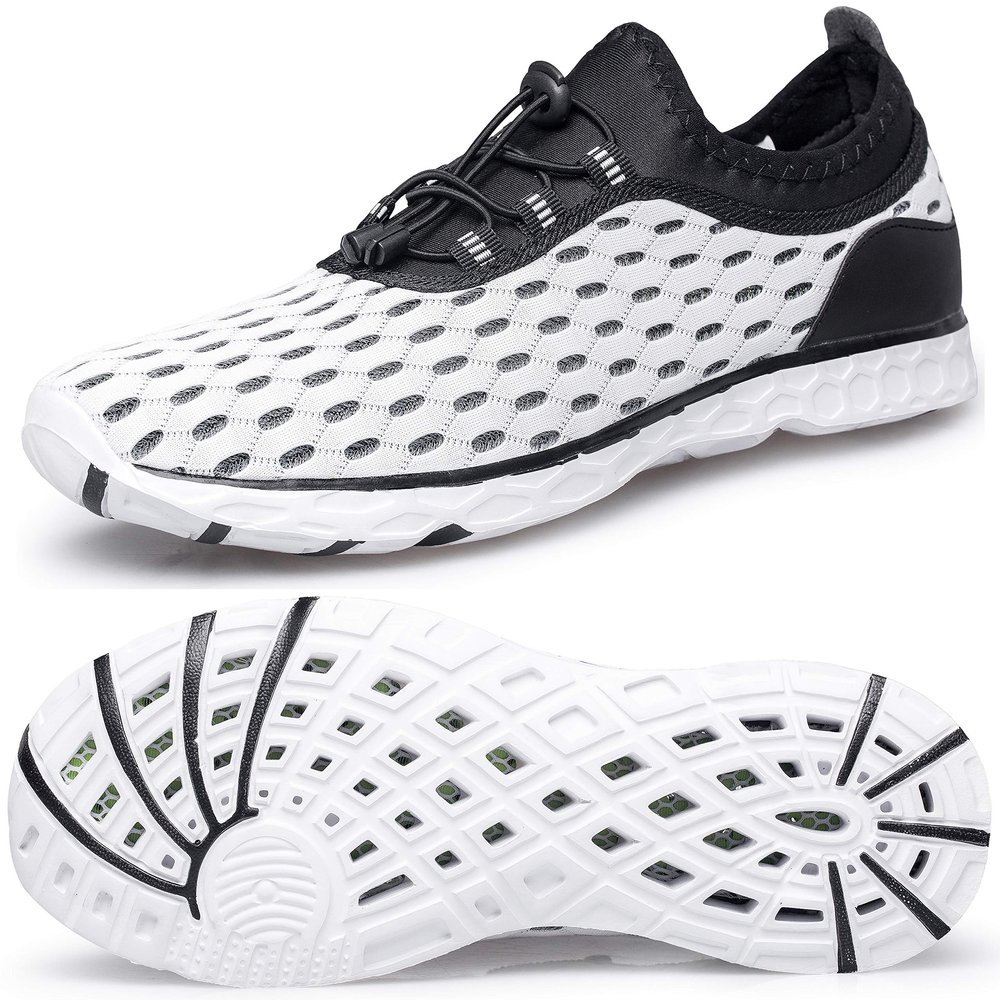 DOUSSPRT Women's Water Shoes Quick Drying Sports Aqua Shoes White Size 5.5