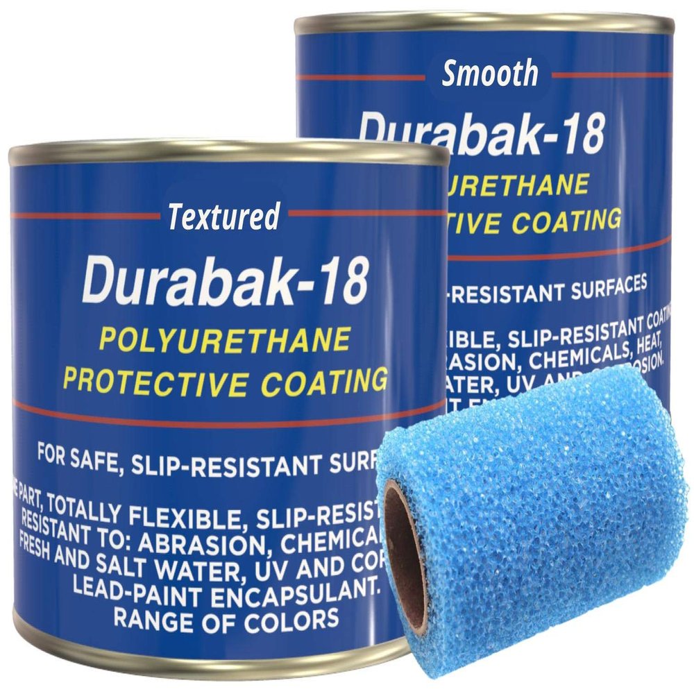 Durabak-18 Non-Skid Boat Deck Paint - Trusted by the US Navy - Non-Slip Marine Liner DIY Floor Paint Coating for Boats - One-Part Application (Cream, 2 Quarts - 30sq.ft)