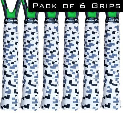ALIEN PROS Tennis Racket Grip Tape (6 Grips)  Precut and Dry Feel Tennis Grip  Designer Tennis Overgrip Grip Tape Tennis Racket  Wrap Your Racquet for High Performance (6 Grips, Blocks)