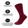 Feraricci Solid Color Polyester Socks for Men, Casual and Formal Attire Mid Rise Mens Crew Socks - Burgundy view 4